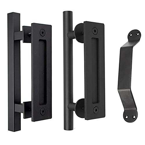 GBZIJIE Manetas Puertas Interior Casa 12 'Matte Black Barn Door Pull Handle Gate Hardware Set Heavy Old(A Door Handle)