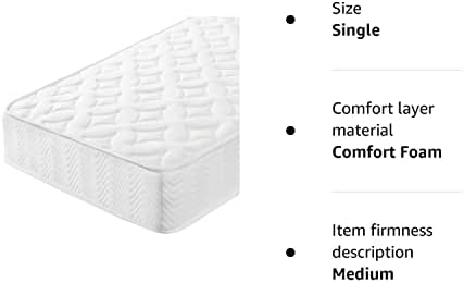 costoffs Single Mattress Pocket Sprung Single Mattress Orthopaedic Foam Hybrid Mattress w/Breathable Knitting Fabric and 9 Zone Support System