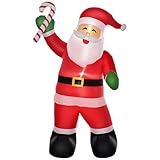 HOMCOM Aufblasbarer Weihnachtsmann 250cm beleuchtet Riesige Aufblasbar Weihnachtsdeko mit LED Zuckerstange IP44 Wasserdicht Weihnachtsdekoration Santa Claus Dekoration für Drinnen Draußen Garten Rasen