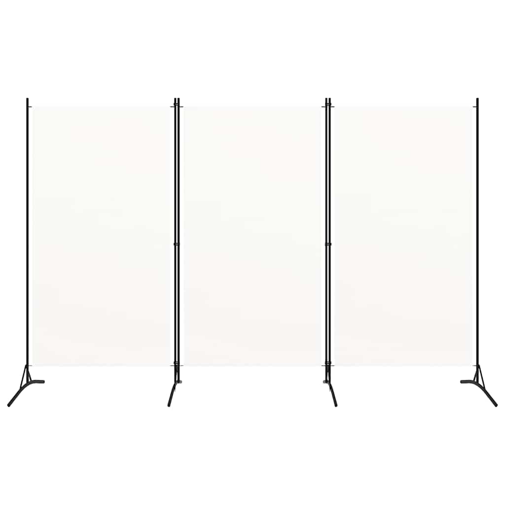 vidaXL Biombo de 3 Paneles, 260x180 cm, Tela de Poliéster y Marco de Hierro, Blanco, Pantalla de Privacidad Plegable, Separador Móvil, Dormitorio y Oficina, Decoración Hogar