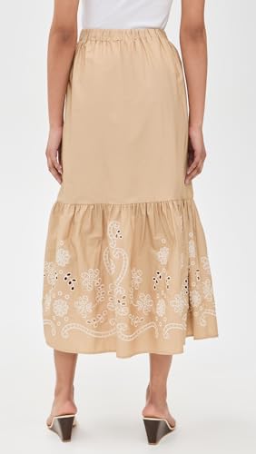 MOON RIVER Women's Eyelet Detail Midi Skirt3