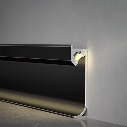 Moulure de plinthe en aluminium avec fond lumineux, canal à bande LED (Noir2, L130 cm/51,2 pouces)(Black1,L220cm/86.6in)