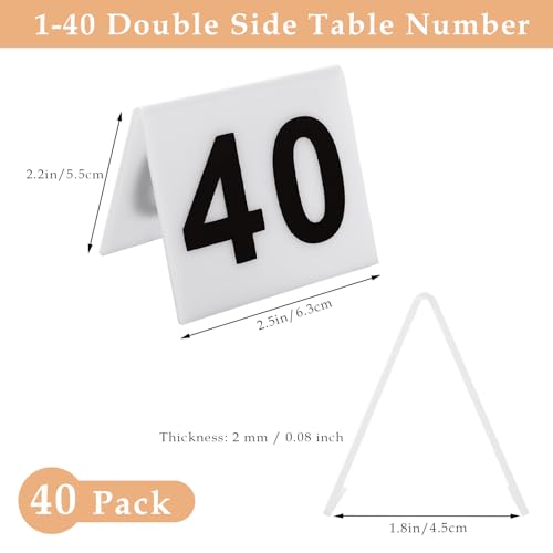 Numéros de table en acrylique 1 à 40 double face blancs pour réception