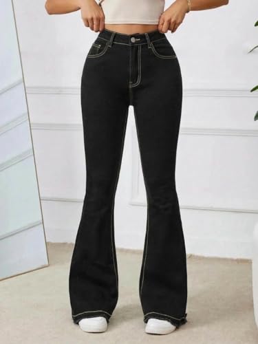 Image of KOTTY Women High Waist Bootcut Jeans Stretch Denim Slim Fit Flare Bottom Casual Jeans