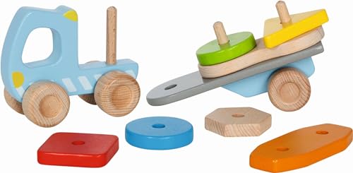 Goki Truck With Stacking Blocks, Traditional Wooden Toys for Young Children Boys and Girls Ages 2+, Multicoloured, Medium - Image 3