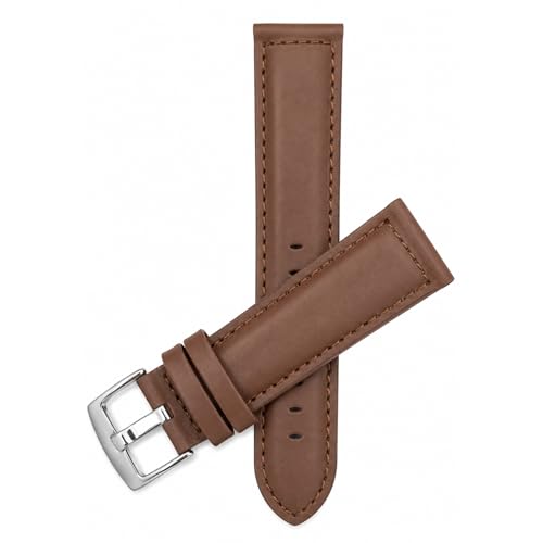 Image of Bandini Mens XL Extra Long Leather Watch Band or Regular Strap, Classic or Buffalo Pattern - 4 Colors, With or Without Stitch - 18mm 20mm 22mm 24mm 26mm 28mm 30mm Leather Watch Band for Men