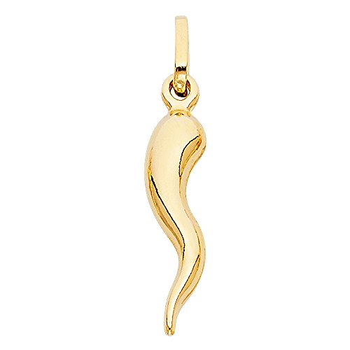 14K Yellow Gold Cornicello Italian Horn Pendant