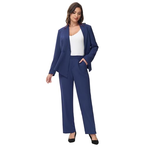 Lamgool Women's Suit Outfits Set 2 Piece Ruffle Blazer with Pants Suit Set Long Sleeve Business Casual3