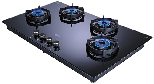 Image of Whirlpool Hob 4 Brass Burner Auto Ignition Gas Stove with Glass Top (EVOLVE HYBRID HD 904 BRASS)