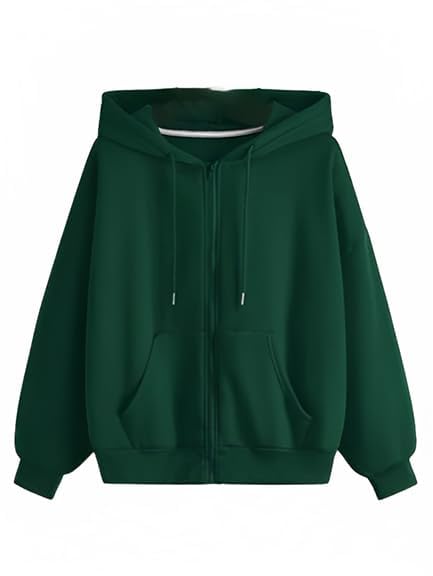 Image of Zipper Solid Black Full Sleeves Hooded Neck Casual Fit Stylish Regular Winter Wear Hoodie for Women Men