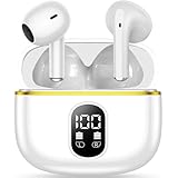 イヤホン bluetooth ワイヤレスイヤホン yjjc ブルートゥースイヤホン 無線 接続瞬時 Hi-Fi Type-C急速充電 ぶるーとぅーす 小型/軽量 LEDディスプレイ搭載 WEB会議/運動/ゲーム/テレワーク/通学/通勤/スポーツ/音楽用iPhone/Android対応 (White.01)