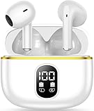 イヤホン bluetooth ワイヤレスイヤホン yjjc ブルートゥースイヤホン 無線 接続瞬時 Hi-Fi Type-C急速充電 ぶるーとぅーす 小型/軽量 LEDディスプレイ搭載 WEB会議/運動/ゲーム/テレワーク/通学/通勤/スポーツ/音楽用iPhone/Android対応 (White.01) image