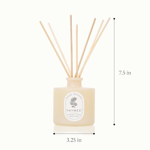 Thymes Petite Oil Reed Diffuser Set – Includes Reeds, Fragrance Oil & Glass Bottle – Luxury Scent Diffusers for Home Decor – Notes of Fresh Evergreen, Smoky Wood & Golden Amber (Noir Woods, 4 fl oz) by Thymes - Image 7