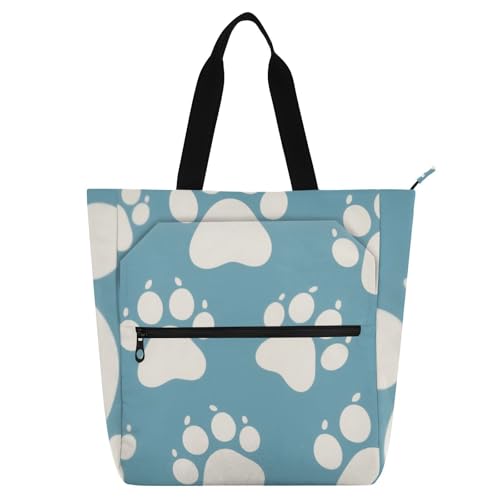 Bolsas de mano para niños con huellas blancas para biblioteca y escuela