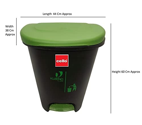 Image of Cello Plastic Pedal Step-On Garbage Dustbin 50 Ltr,Green /Green (COMBO)
