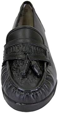 24 Hour Comfort Brenda (2718) Women's Wide Width Moccasin Design Woven Leather Shoes Black 12 | Image 1