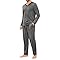 Marvmys Ensemble Pyjama Hommes à Manches Longues Set Pyjamas Homme Long Col V Vêtements De Nuit Longues avec Poches S-4XL