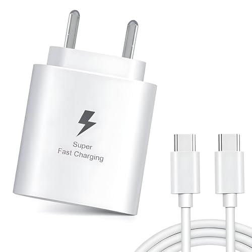 Image of 25W Charger with Cable for Samsung Galaxy Tab A9+ Type C Charger Adapter Compatible with Galaxy Tab A9+ Charger, 25 Watt USB Type C to C Pd Charging Adapter C Type, White