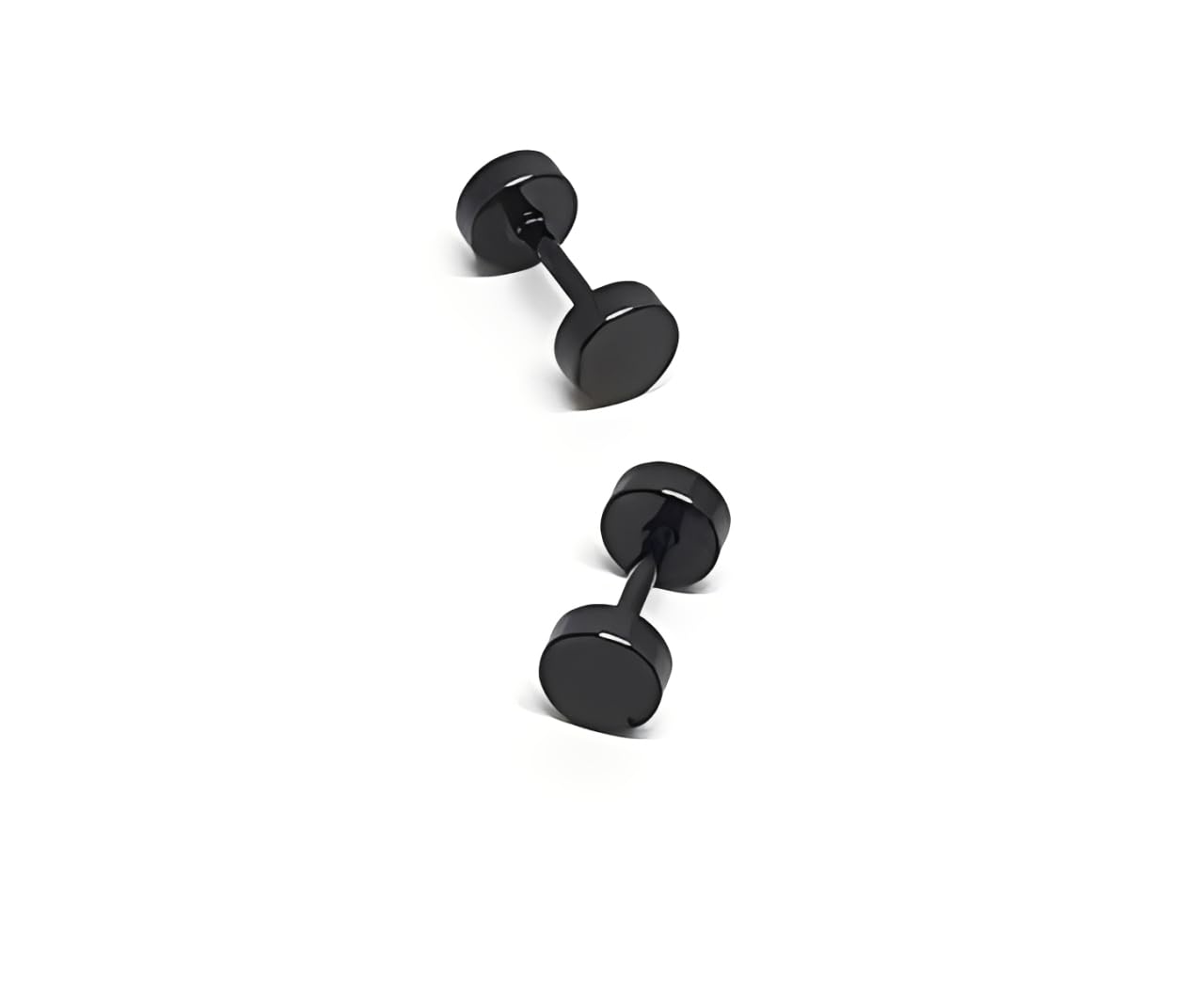 Elegant Black Barbell Stud Earrings for Men/Boys (One Pair), Dumbbell Shape Stainless Steel Ear Piercing Jewelry-image-18