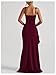 GORGLITTER Women's Sleeveless Bodycon Maxi Dress Square Neck Ruffle High Slit Evening Gown Wedding Party Prom Long Dress Burgundy Large