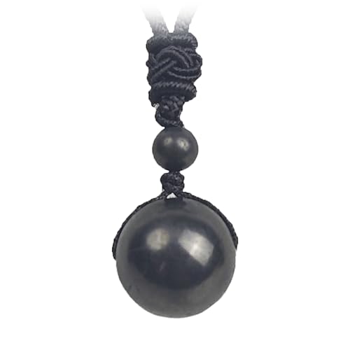 Shungite Pendant Necklace 16mm ? Shungite Stone Pendant Necklace Hand-Tied String Pendulum