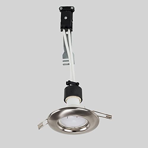 MiniSun | Modern Brushed Chrome Recessed Ceiling Downlight Fitting | Recessed Lighting, Home Décor & Improvement Essential | Includes Bulb [3000K Warm White]