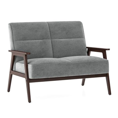 Image of Urban Ladder Logan 2 Seater Wooden Sofa in Grey Colour