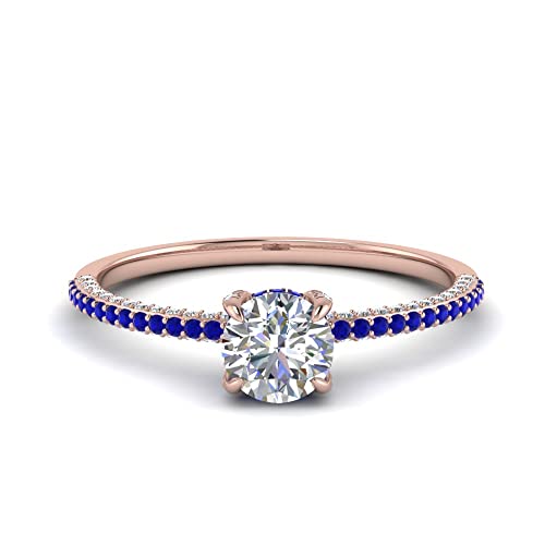 Image of Choose Your Gemstone Delicate Hidden Halo Diamond CZ Ring Yellow Gold Plated Round Shape Petite Engagement Rings Minimal Modern Design Birthday Gift Wedding Gift US Size 4 to 12