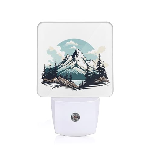 Image of Nordic Forest Mountain Night Light, Night Light Plug into Wall with Dusk to Dawn Sensor, LED Lamp Energy Saving Lights for Men Women Boys Girls,Lamp for Bedroom Bathroom Hallway