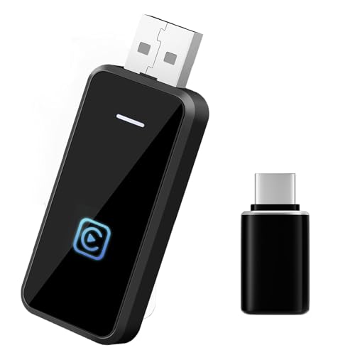 YSUNZIA Carplay Wireless Adapter for iPhone&Android, Wireless Control Plug &Play Mini USB A& USB-C Dongle Auto Car from 2015+ for iOS 10+/ Android 11