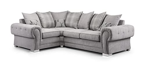 Honeypot - Sofa - Verona - Fabric - Corner Sofa - 3 Seater - 2 Seater - Footstool (Grey, 2C1 Left Hand)