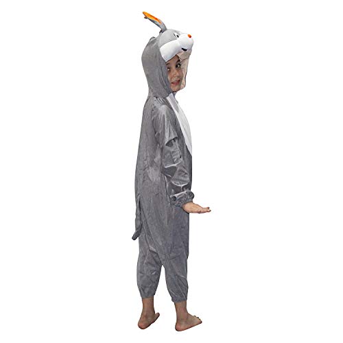 Image of Kaku Fancy Dresses Fleece Rabbit Bunny Cartoon Costume -Grey, 3-4 Years, For Boys & Girls