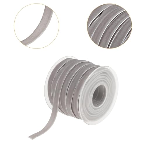Sharplace 20 Meter Samtband 10mm Samt Schleifenband Schmuckband Geschenkband Geschenkverpackung Deko, Zierband Zierborte Borte Band für Hochzeit Party Valentinstag Geburtstag Geschenke, Grau