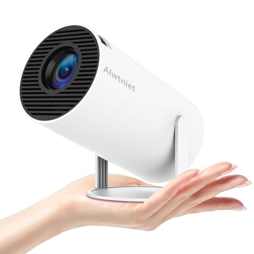 Bärbar miniprojektor, WiFi6 BT 5.0, Android 11.0, 4K 1080P video, filmprojektor med horisontell keystone-korrigering och 180° rotation, kompatibel med telefoner