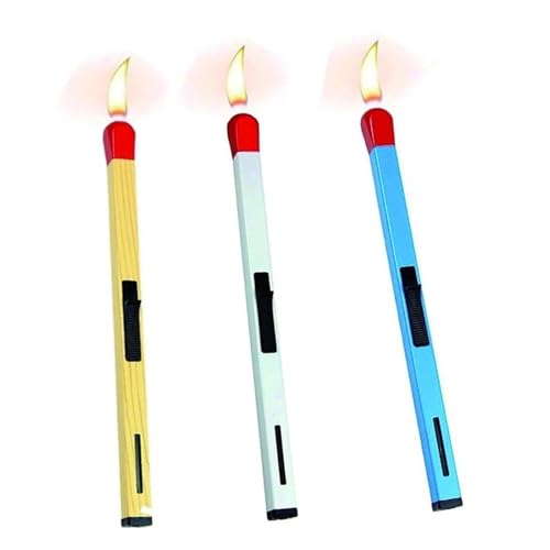 Confezione da 3 accendini a fiammifero ricaricabili a butano, fiamma regolabile, mini accendino portatile a candela, set regalo for uomo (carburante non incluso)(3PC1)