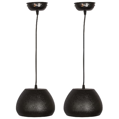 Image of Bene Hollis Hanging Ceiling Light, Pendant Light for Living Room, Bedroom and Kitchen Decor, Hanging Lamp for Balcony, Decorative Chandelier in Black Textured Finish, 19cm, Pack of 2