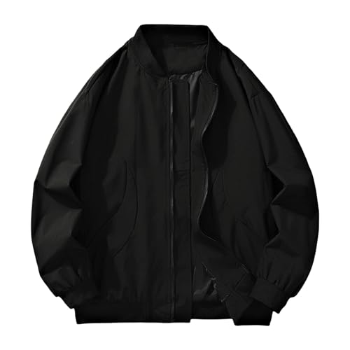 Mens Bomber Jacket Fall Spring Casual Light Jacket Teen Boys Stylish Full-Zip Bomber Coat Long Sleeve Travel Clothes