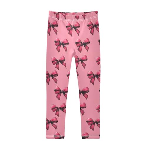 Girls Leggings Pink Bows Print Soft Toddler Leggings for Girls Kids Pants Size 4T-10T