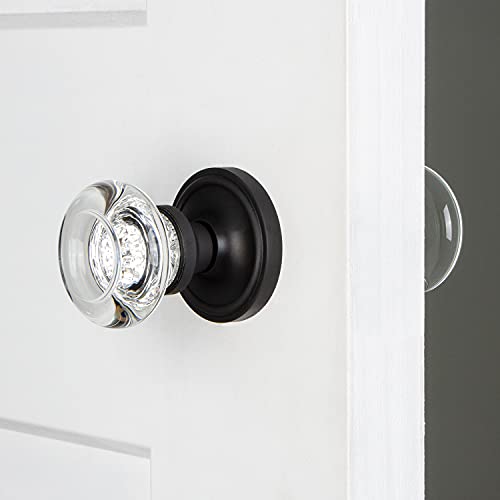 Image of Nostalgic Warehouse Classic Rosette Round Clear Crystal Door Knob