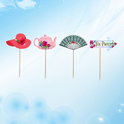 ABOOFAN 24 Peças de Bolo de Festa de Chá Picaretas para Decoração de Cupcake Adorável