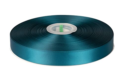 Fondersy 22mmX 91M Double Faced Satin Ribbon Teal Polyester Ribbon for Gift Wrapping Wedding Decoration Floral Arrangement Crafts