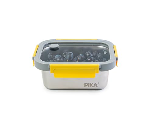 Pika - Boite alimentaire en inox et couvercle en verre trempé – Hermétique et légère – Compatible micro-ondes, four, congélateur – MetalShock (800...