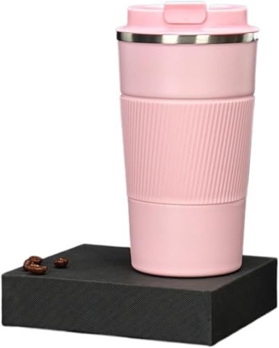 Cutdred タンブラー サーモス タンブラー タンブラー 蓋付き ステンレスタンブラー コーヒーカップ マグカップ 保温保冷 タンブラー 二重構造 真空断熱 ステンレス製 蓋付き 持ち運び 直飲み 男性 女性 学生 プレゼントに (ピンク,510ML)