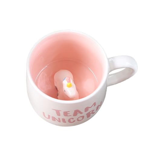 Zuzer Taza Unicornio 3D 400ml Taza de Café 3D Animal Taza de Cerámica Tazas de Leche para Mujer Amigos Niños