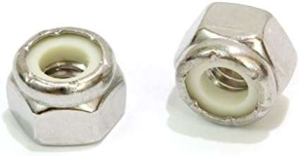 Lock Nut 1/4"-20 Inch (100 Pieces) Stainless Steel Finish Hex, by Bolt Dropper, 304 18-8 Stainless with Nylon Insert.