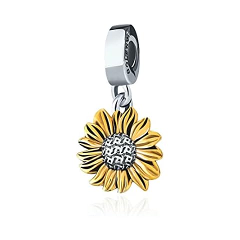BOLENVI Gold Sunflower Sunshine 925 Sterling Silver Dangle Pendant Charm Bead For Pandora & Similar Charm Bracelets or Necklaces Cover