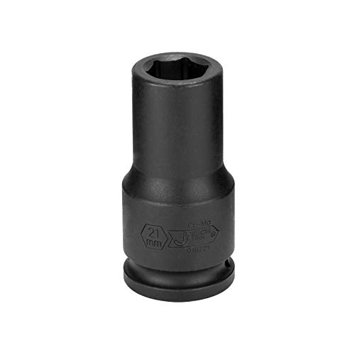 Image of JETECH 3 /4 inch Drive 21mm Deep Impact Socket, 6-Point Metric Impact Socket, Heat-Treated Chrome Molybdenum (Cr-Mo) Alloy Steel, Extended Reach for Automotive & Industrial Tasks