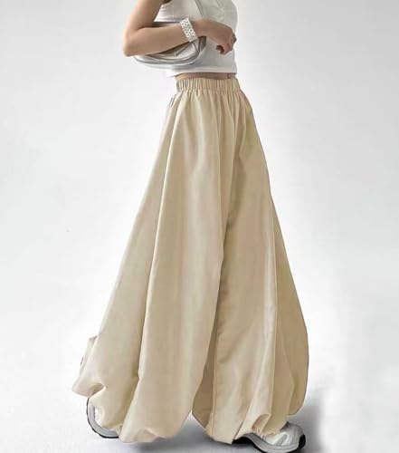 chouyatou Women's Y2k Baggy Parachute Pants Wide Leg Bubble Hem Pants Puffy Balloon Culottes2