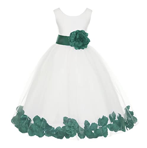 Ivory Tulle Rose Petals Formal Flower Girl Dresses Wedding Tulle Dresses 302S