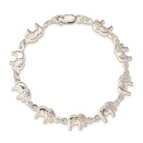 925 Sterling Silver Elephant Bracelet 7"3